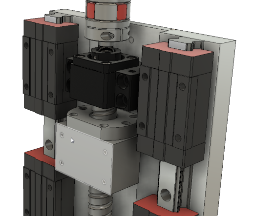 CNC刳刨机Z轴组件的Fusion 360参数模型，具有20毫米Hiwin导轨、20毫米滚珠丝杠和Nema34 Clearpath伺服电机缩略图